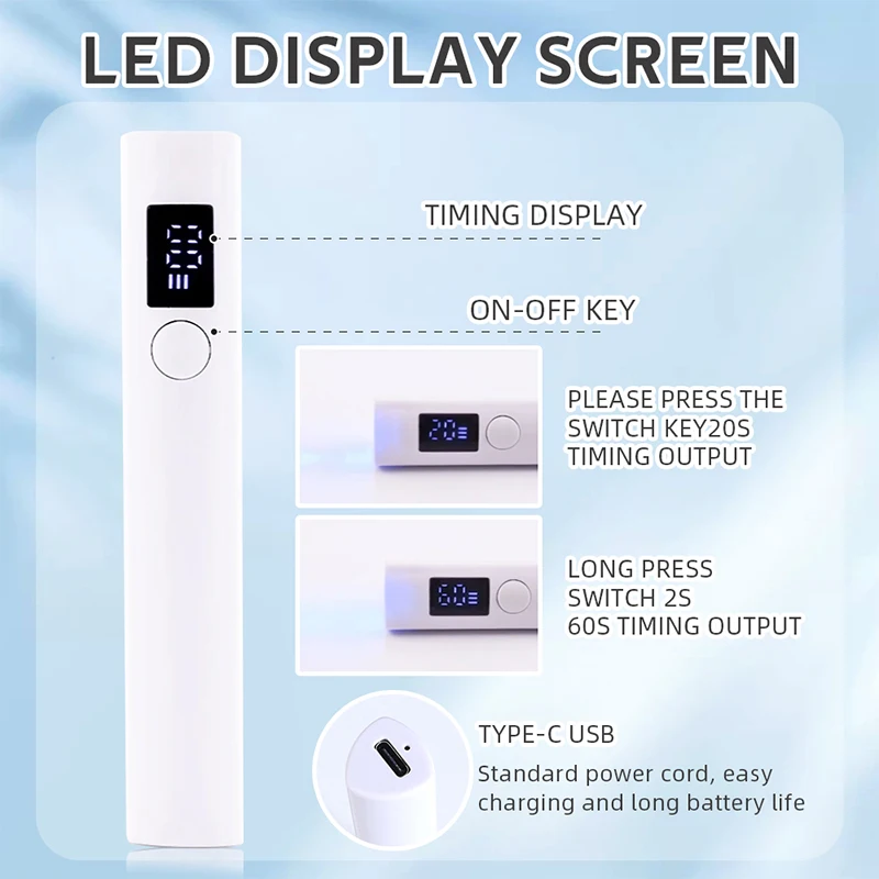 Mini lampada per unghie portatile portatile per smalto Gel penna per torcia ad asciugatura rapida USB ricaricabile per asciugatrice per unghie lampada per unghie a LED UV