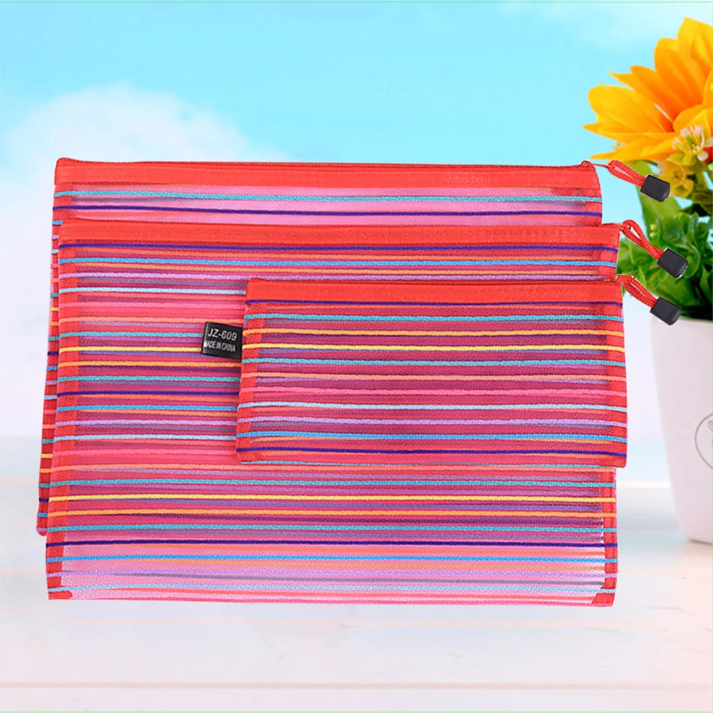 

3Pcs Colorful Nylon Mesh File Organizer Pouch A4 A5 B6 Sizes Zipper Storage Bags for Small Items Documents File Bag