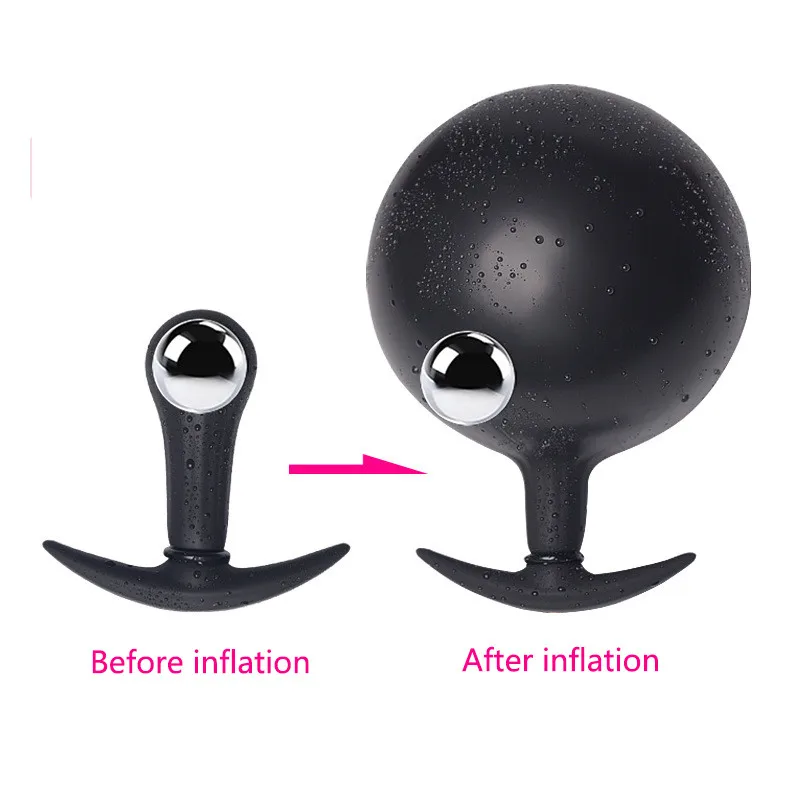 Inflatable Anal Plug with Built-in Steel Ball Open Mouth Gag Vagina Dilator Anal Pump Huge Dildo Sex Toys For Couples Women Men