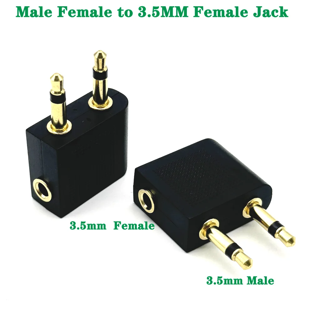 

3.5mm Female to Dual 3.5mm Male Plug Audio Connector Adapter 3.5mm Mono Airline Jack for Airplane Travel Headphone Earphone