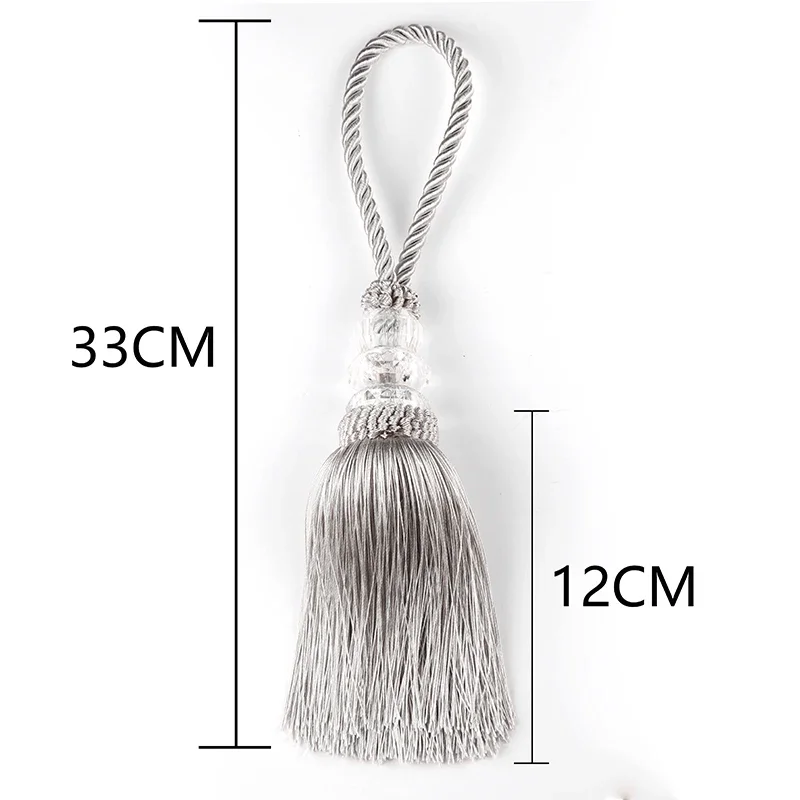 1Pc Crystal Beaded Tassels Doors Decorative Large Long Colored Tassels Silk Crafts Hanging Decor Cotton Fringe for Curtain