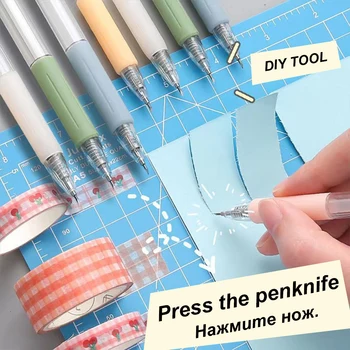 Kağıt Kesim Bıçağı Kalem Dolum Seti Sanat Maket Bıçağı Scrapbooking Kesme Aleti Hassas Etiket Washi Bant Kesici DIY Zanaat 1 + 4 Adet
