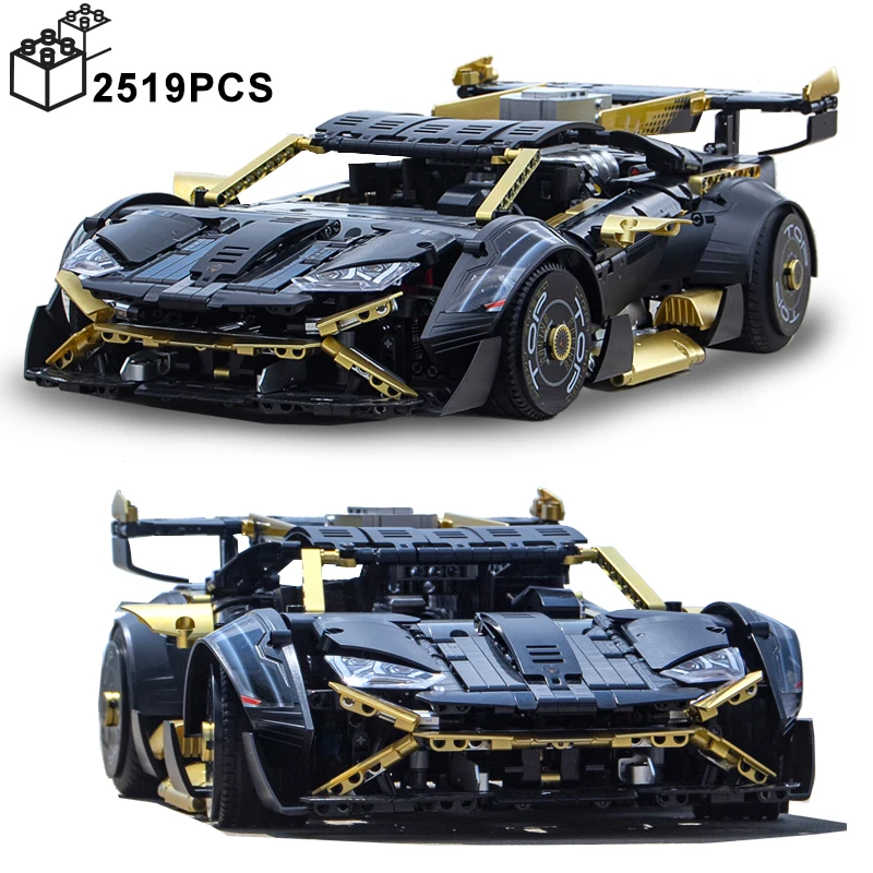 2519PCS Technical Black Gold 1:10 Lamborghinised Huracán STO Building Blocks Assmble Bricks Vehicle Toys Children Birthday Gift