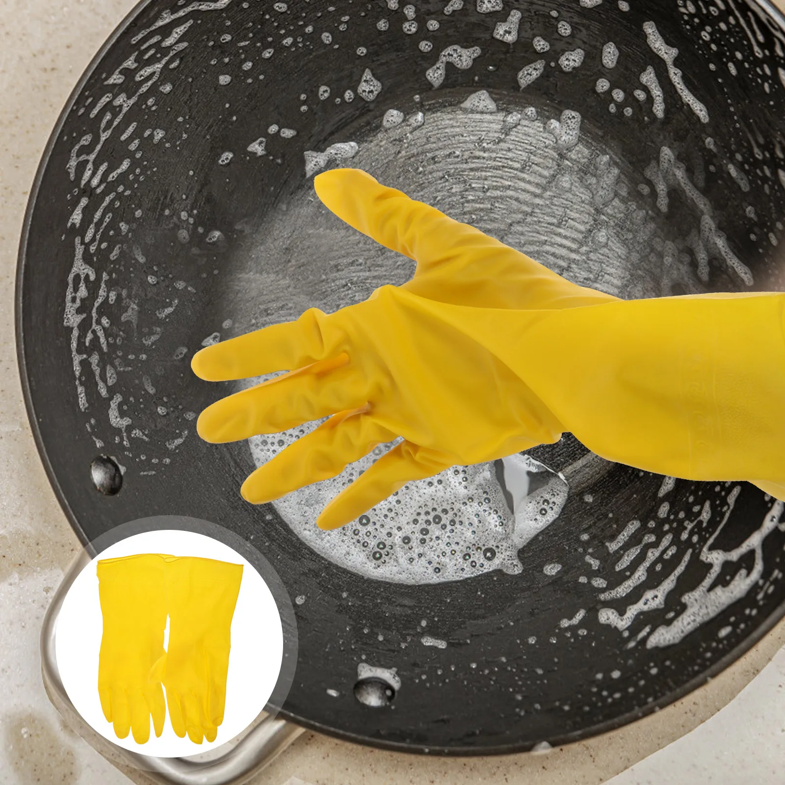 

2 Pairs Cleaning Cleaning Gloves Reusable PVC Washing Gloves Kitchen Dish Washing Supplies Non Slip Household Tools