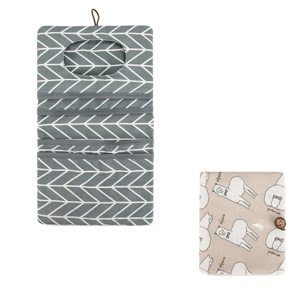 Cartoon Pattern Baby Diapers Storage Pouch Portable Multi-Compartment Baby Toiletry Organizers Large Capacity Foldable