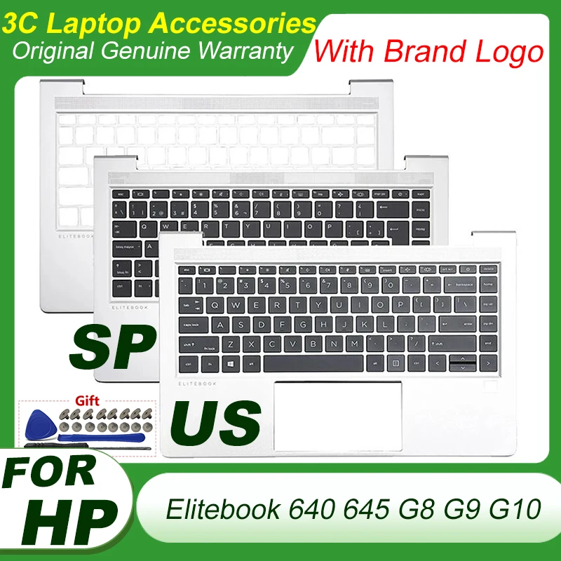 laptop backlit palmrest eua e espanha teclado latino para hp elitebook 640 645 g8 g9 g10 capa superior m48794001 novo 01