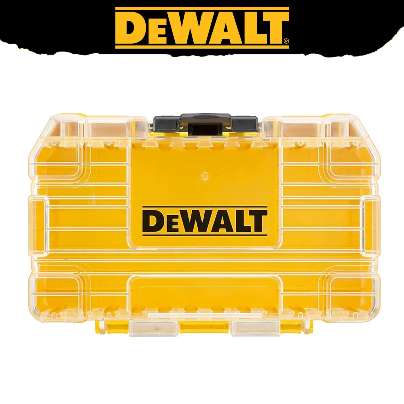 DEWALT TSTAK 미디엄 터프 케이스 투명 커버, 노란색 쉘 미니 도구 보관 정리 상자, 플라스틱 고경도 내구성 