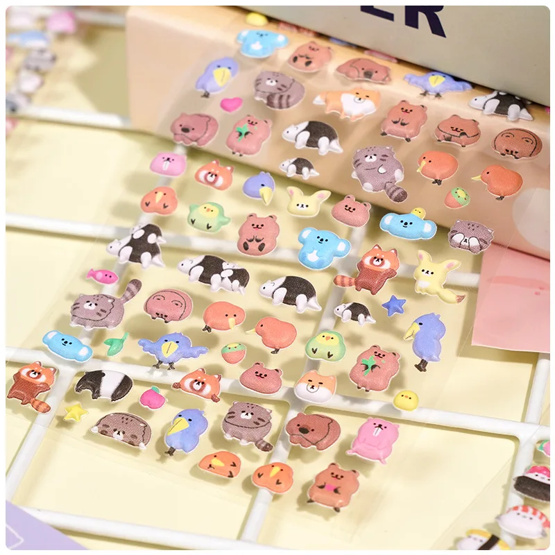 Foam 3D Stereo Animal Stickers Cute Cartoon Puffy Decals for DIY Crafts Journal Scrapbook Phone Case Decoration Kawaii Kids Gift