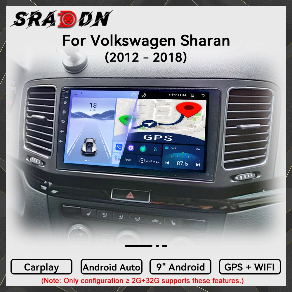 Para VW Volkswagen Sharan 2012 2013 2014 2015 2016 2017 2018 Android Car Radio Reproductor de video multimedia automotriz Navegación GPS Carplay Pantalla táctil Auto Estéreo Sistemas inteligentes