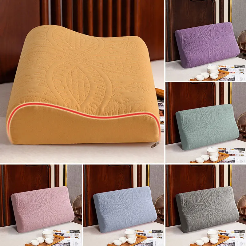 Solid Waterproof Pillow Case Protector Contour Latex Pillowcase Memory Foam Quilted Rebound Zippered Pillow Cover