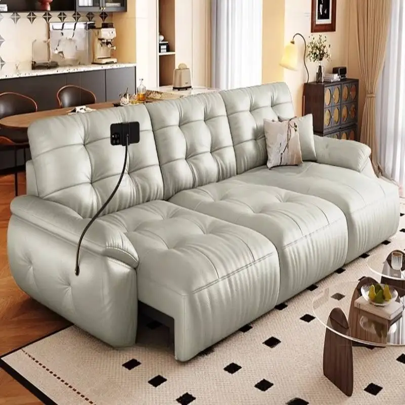 중국산 베이지색 전동 리클라이너 소파 디자인 저렴한 고품질 유럽식 거실 소파 고급 모던 거실용 가구