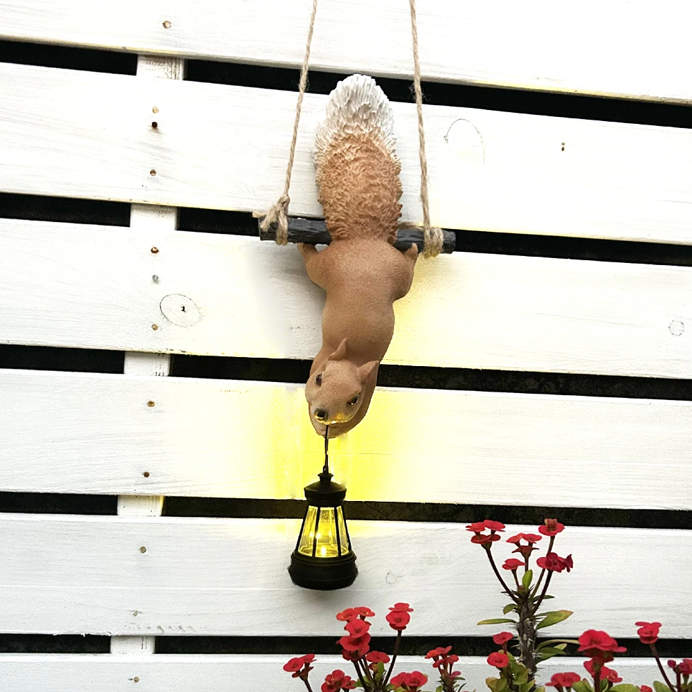 Solar-Garten-Eichhörnchen-Statue, Dekor mit LED-Leuchten, für Zuhause, im Freien, Hof, Rasen, Terrasse, Ornament, Tierfigur, Einweihungsgeschenk – Detail 10