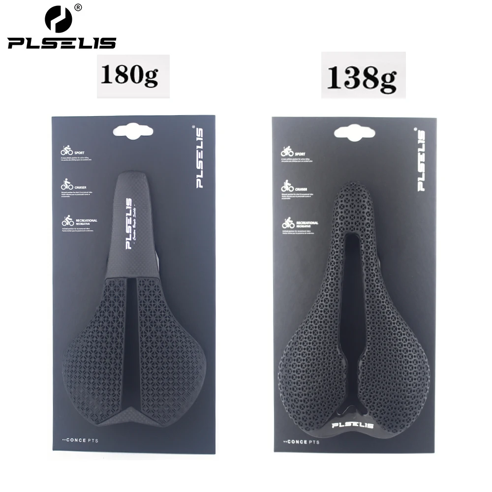 PLSELIS Carbon Fiber 3D Printed Seat Cushion Ultra Light Hollow Honeycomb Seat Cushion MTB/Road Bicycle Accessories Seat