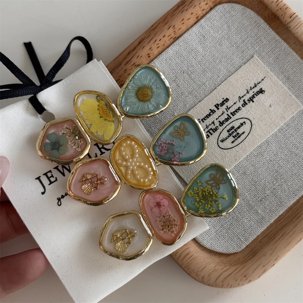 Hair Clip Dried Flower Duckbill Resin Coated Gentle No Pull Soft Lightweight Women Accessory for Daily Home Office Travel