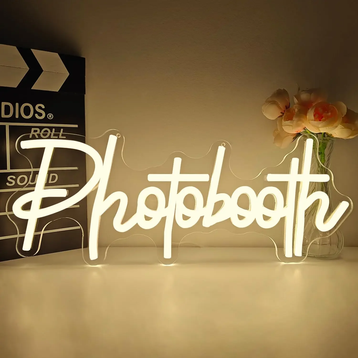 

Photo Booth Neon Sign for Wall Decor Photography Signs for Wedding Guestbook Open Engagement Party Business Reception