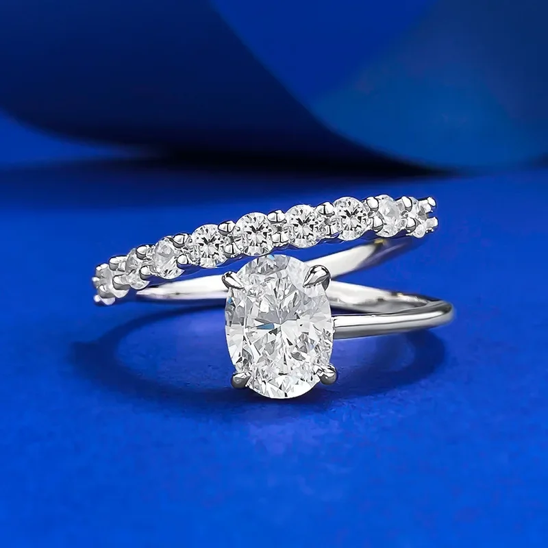 

Женское кольцо из серебра 925 пробы, с овальным сапфиром 6 х8 мм