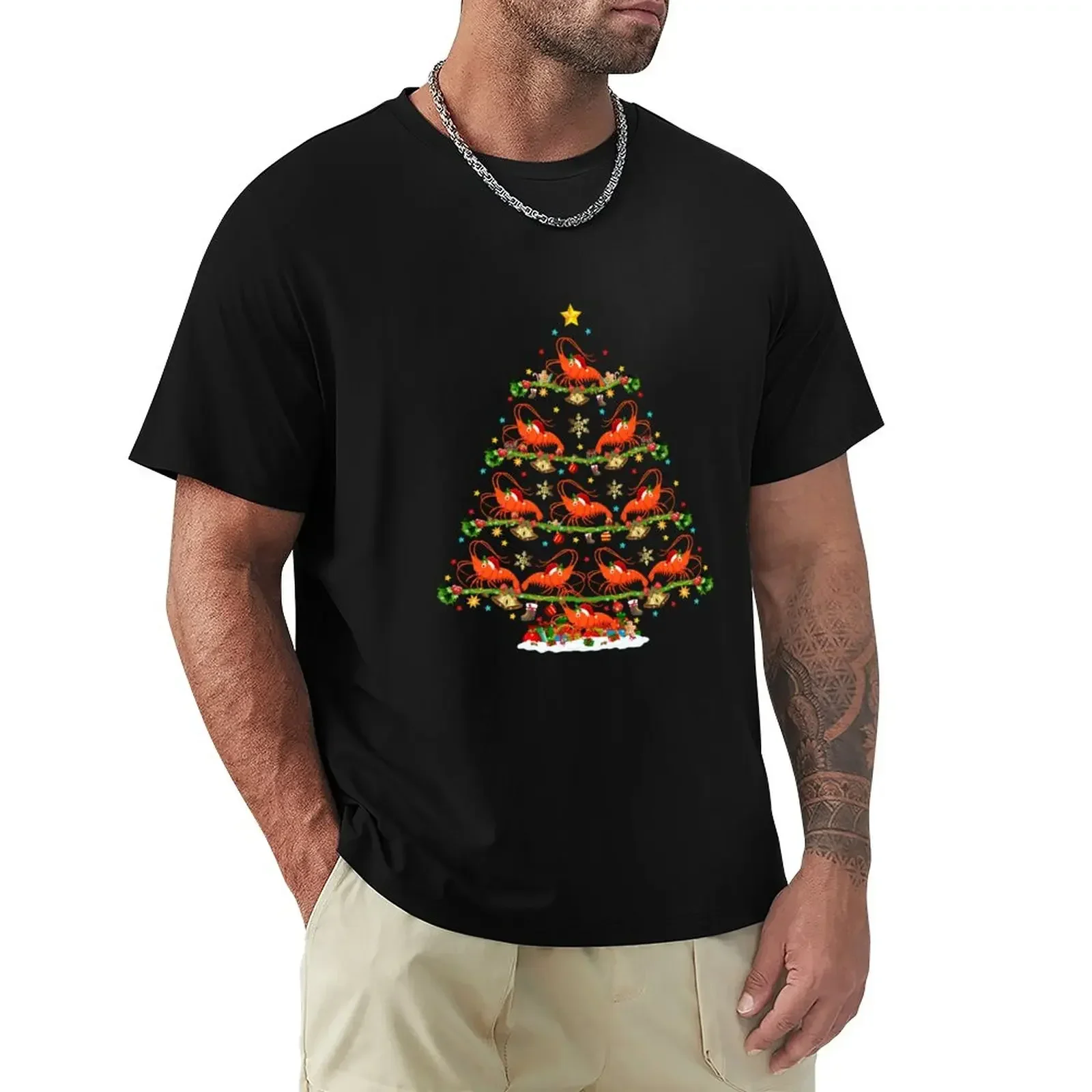 Prawn Lover Xmas Lighting Santa Prawn Christmas Tree T-Shirt graphics boys animal print mens designer clothes