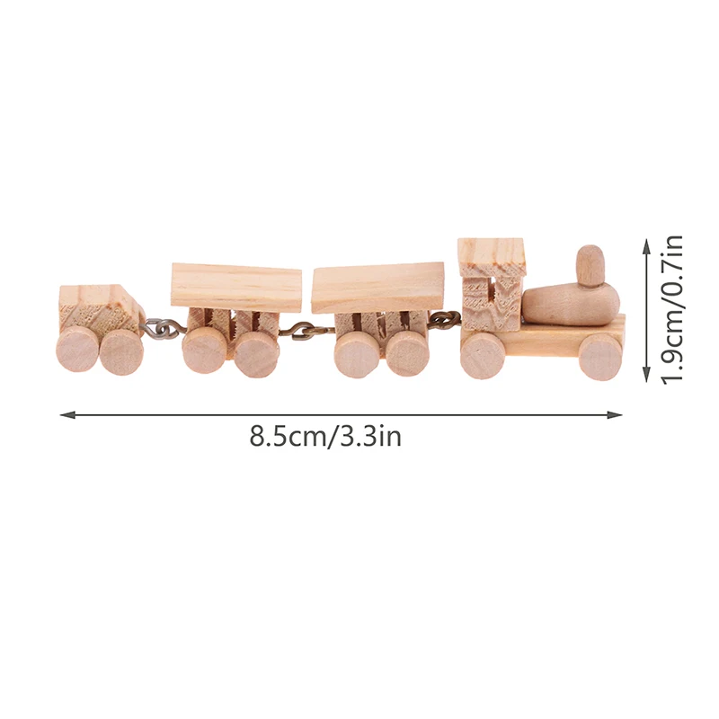 1Pc 1:12 domek dla lalek miniaturowy śliczny drewniany pociąg lokomotywa przegródka wagony niepomalowany Model zagraj w zabawki dekoracyjne