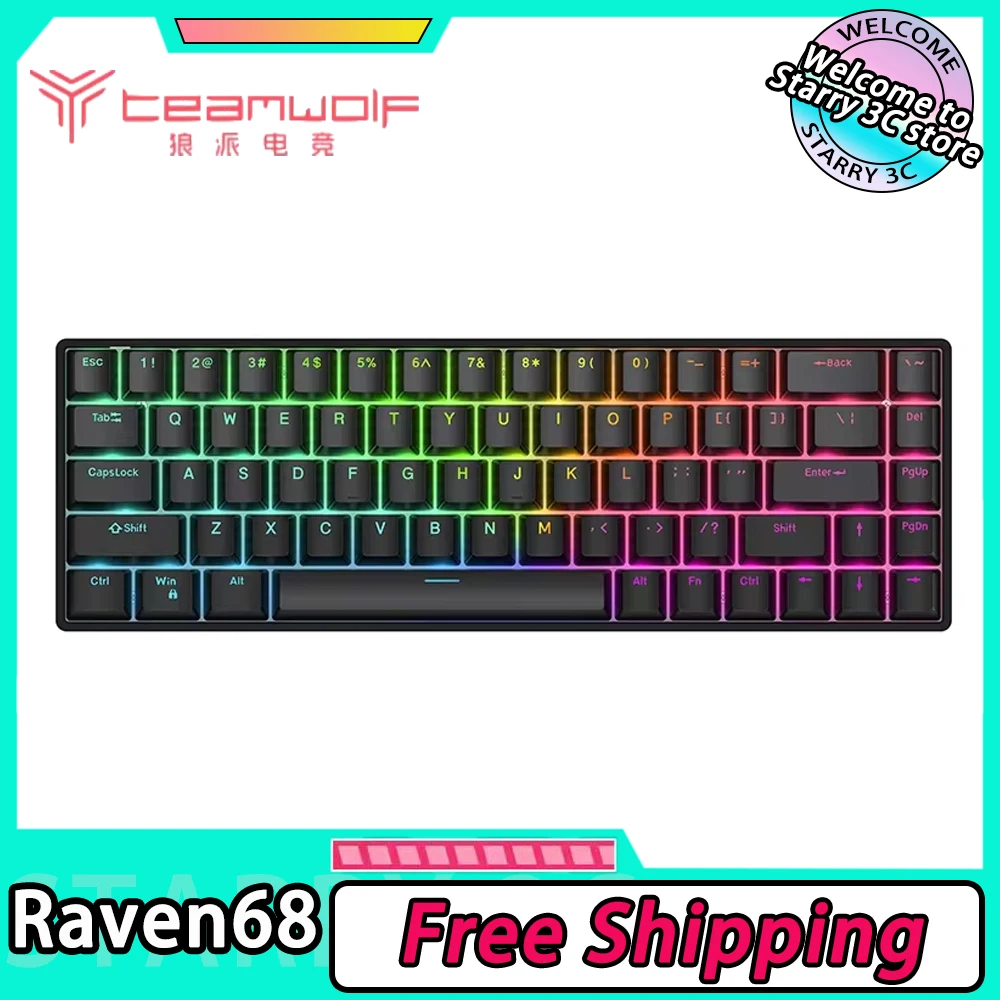 Teamwolf RAVEN68 Keyboard Magnetic Switch 8000Hz RGB Gamer Keyboard Customized Mechanical Keyboard Gaming Accessories Valorant