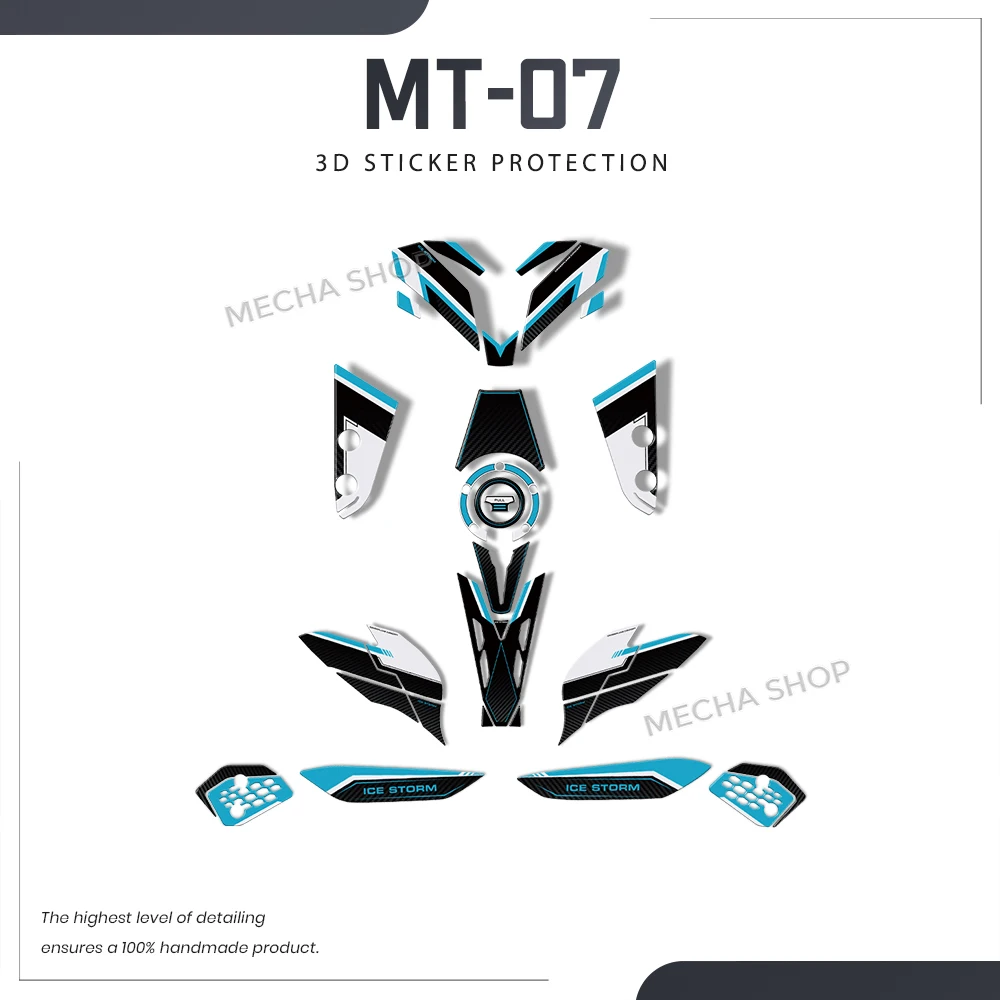 

Аксессуары для мотоциклов, накладки на топливный бак, наклейки, протектор, 3D наклейки из смолы, комплект для MT-07 Ice Storm MT 07 MT07 2025