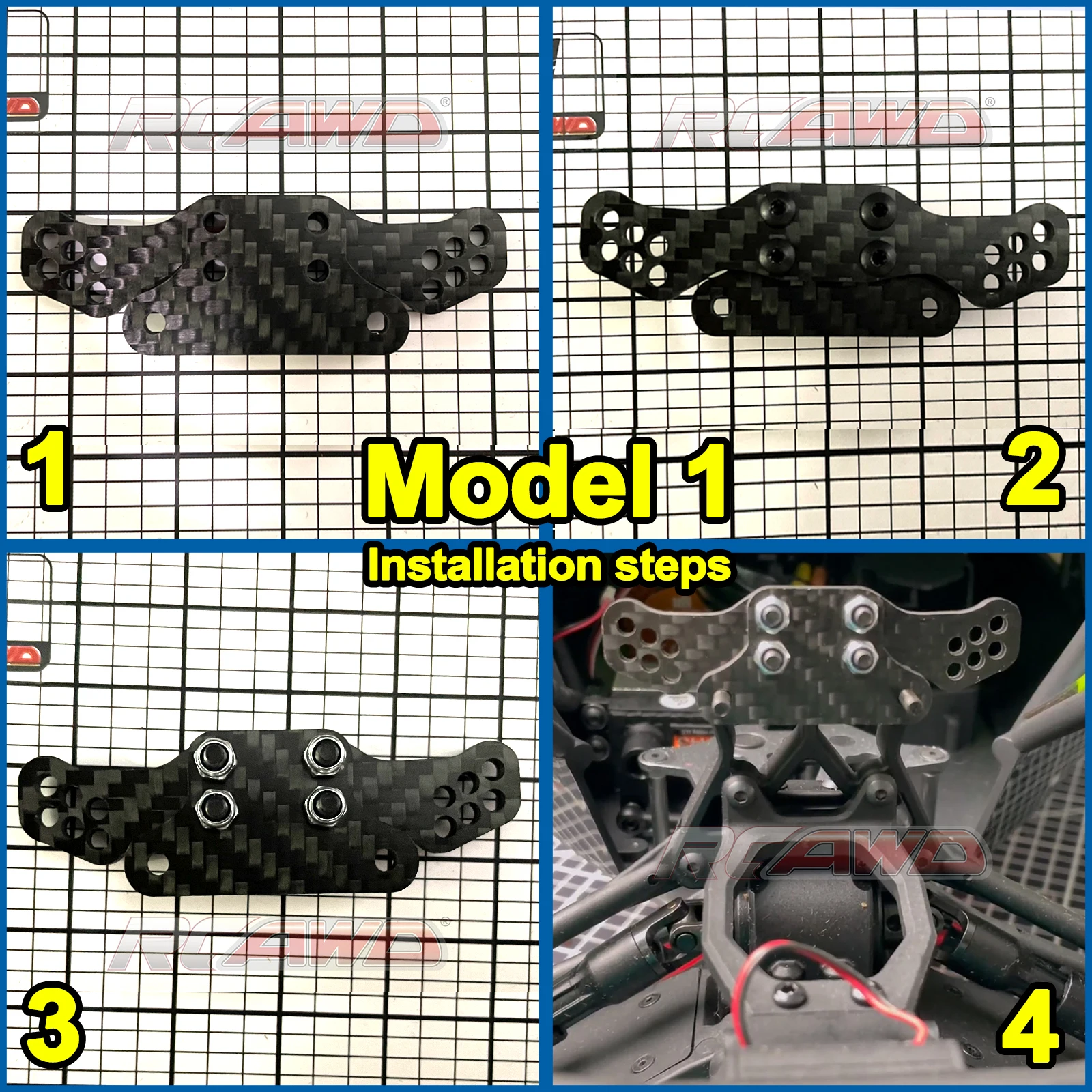 Carbon fiber front shock tower extended shock stroke for 1-10 Losi Baja Rey/Hammer Rey RC car Upgrded part