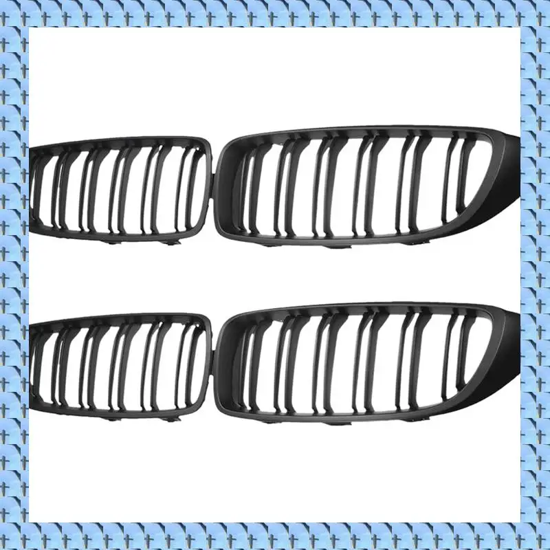 NOCM F30 Grill, Front Hood Kidney Grille For BMW 3 Series F30 F31 F35 2012-2018 (Double Slat Matt Black Grill, 4-Pc Set)