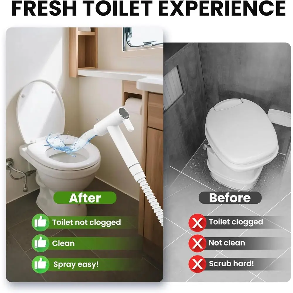 RV Bidet Sprayer – All Metal, RV Handheld Bidet with Water Hose & RV Fitting, Wall-Mount Toilet Sprayer for Motorhomes, Fifth Wh - view 6