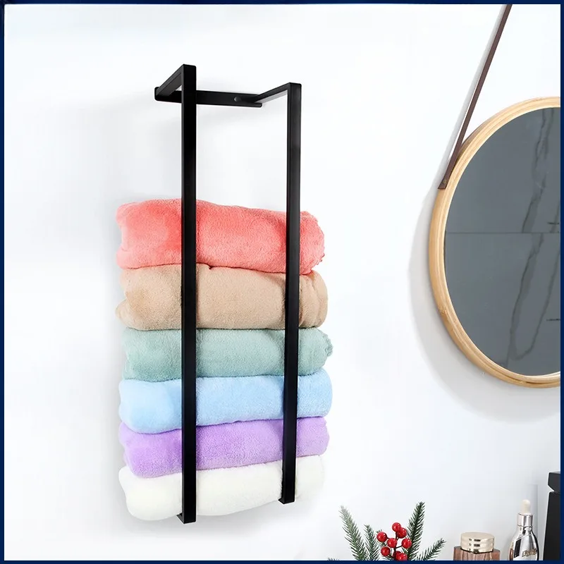 

304 Stainless Steel Bathroom Towel Rack, Wall-Mounted, Simple Bath Towel Storage, Punch-Free Rod