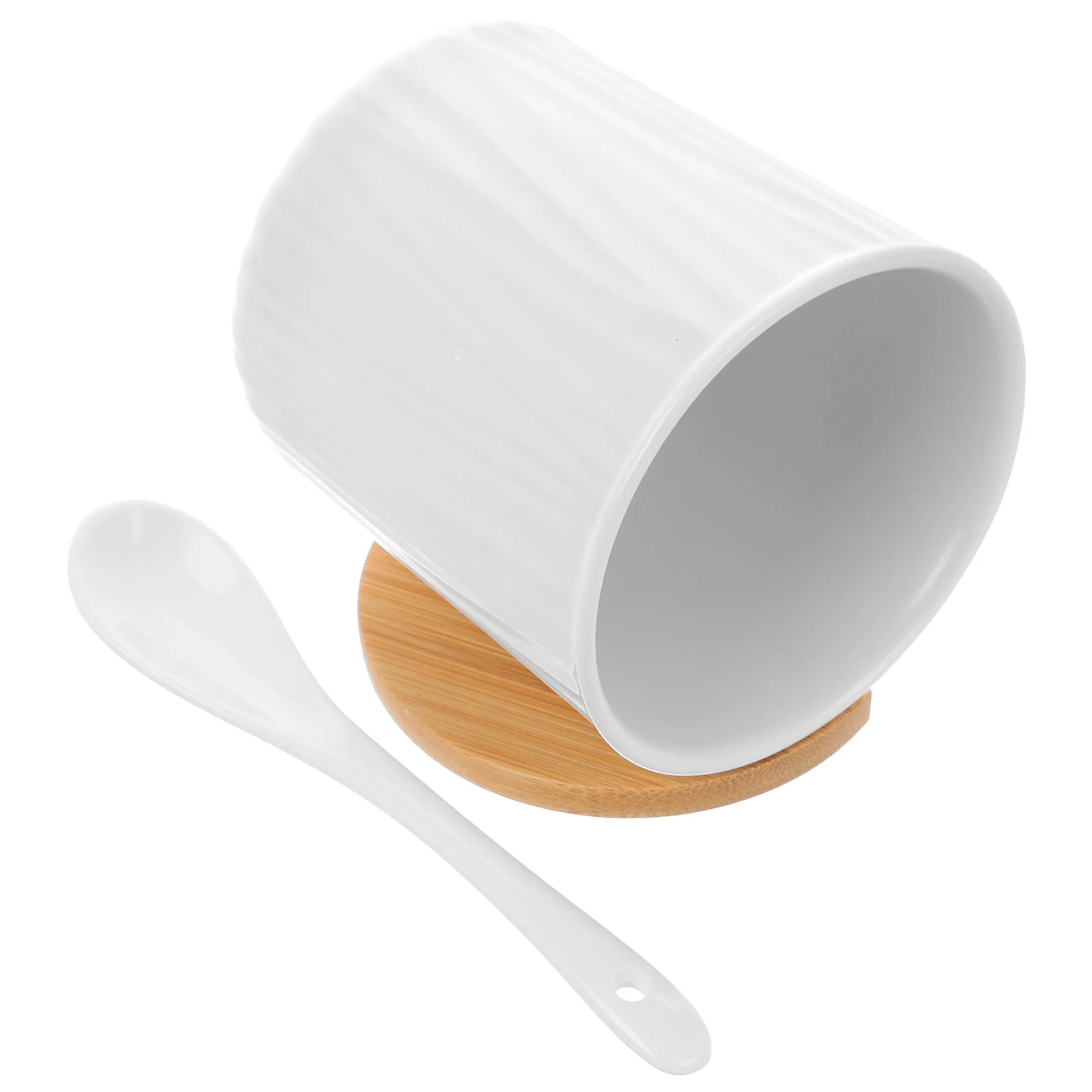 

Seasoning Jar Condiments Storage Tablespoon White Ceramics Kitchen Salt Container