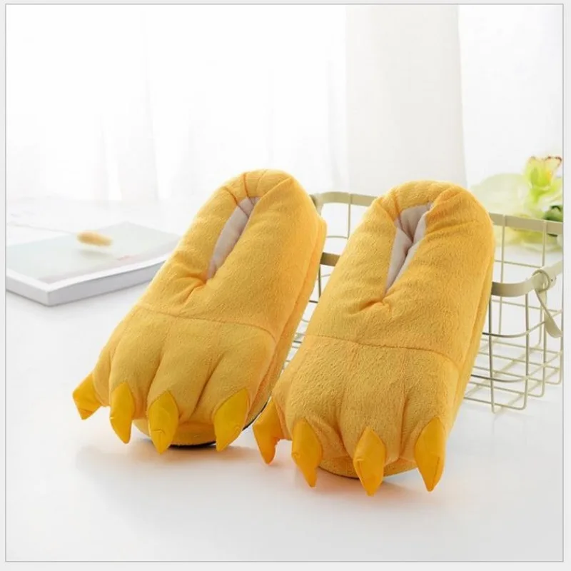 Winter Warm Soft Indoor Floor Slippers Women Men Shoes Paw Funny Animal Christmas Monster Dinosaur Claw Plush Home Random Lining