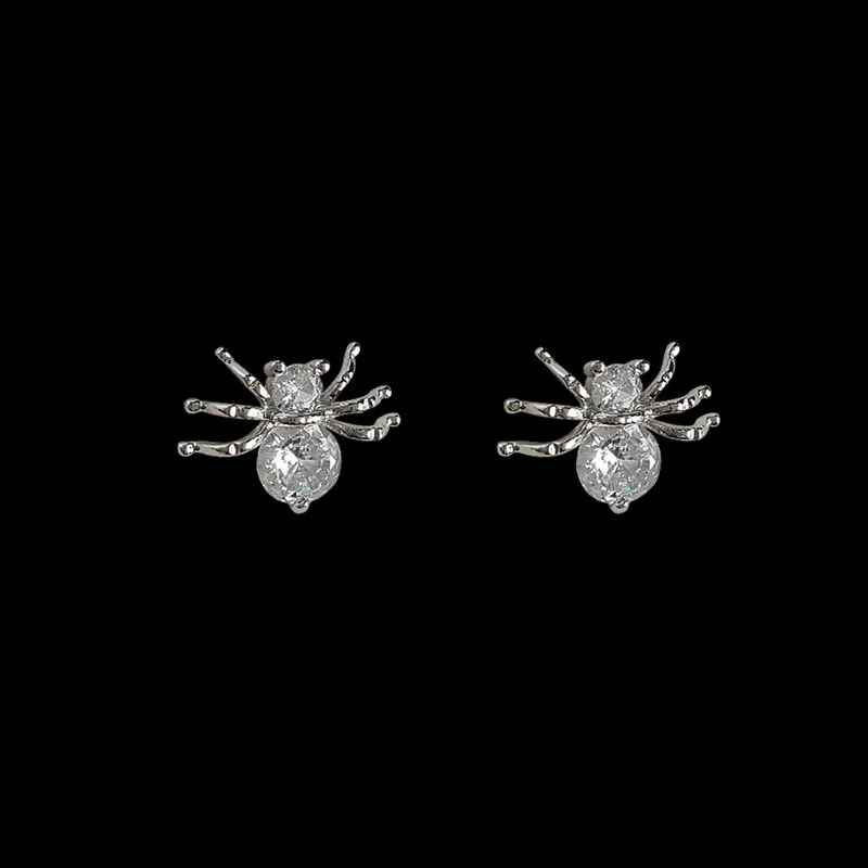 1 par de pendientes minimalistas de araña de circón para mujeres y niñas, bonitos pendientes con pasador para Piercing de insectos, accesorios de joyería fina, regalos