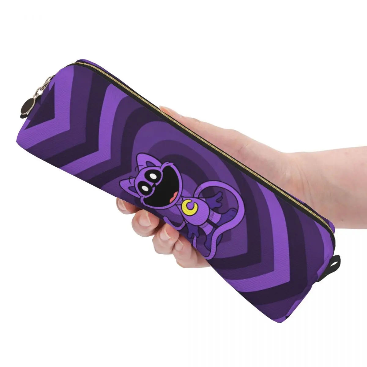 Пенал с рисунком фиолетового сердца, улыбающихся животных, забавная сумка для ручек для девочек и мальчиков, большая вместительная школьная сумка-карандаш на молнии для студентов