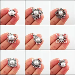 Fashion New Flower Cross Knot Crown Teardrop Charms White Plastic Pendants Connectors Tibetan Silver Plated