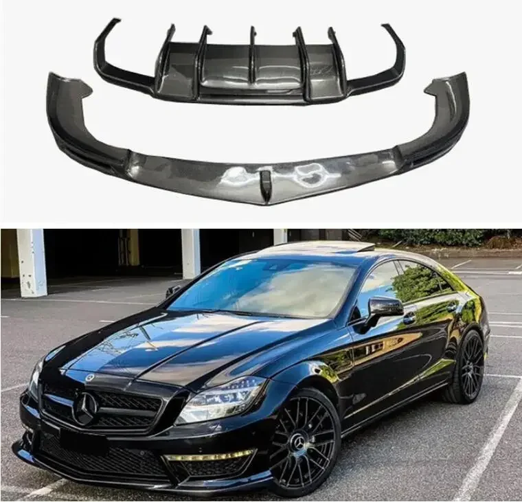 REAL CARBON FIBER Front & Rear Bumper Lip Spoiler Trunk Diffuser Cover For Mercedes Benz W218 CLS63 CLS350 2012 2013 2014