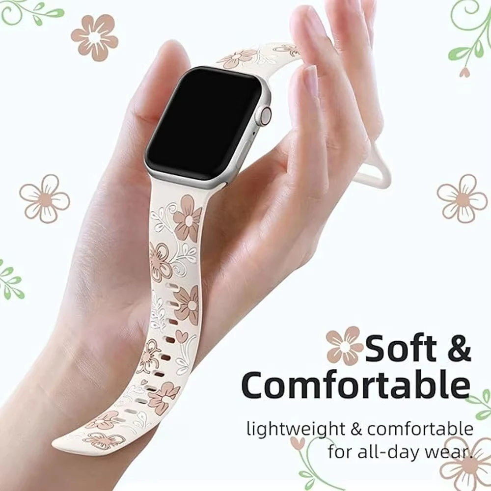 حزام منقوش لساعة أبل باند 11 10 42 ملم 46 ملم سيليكون كوريا سوار iWatch Series 10 9 8 7 SE 6 45/44/40 ملم Ultra2/3 #4