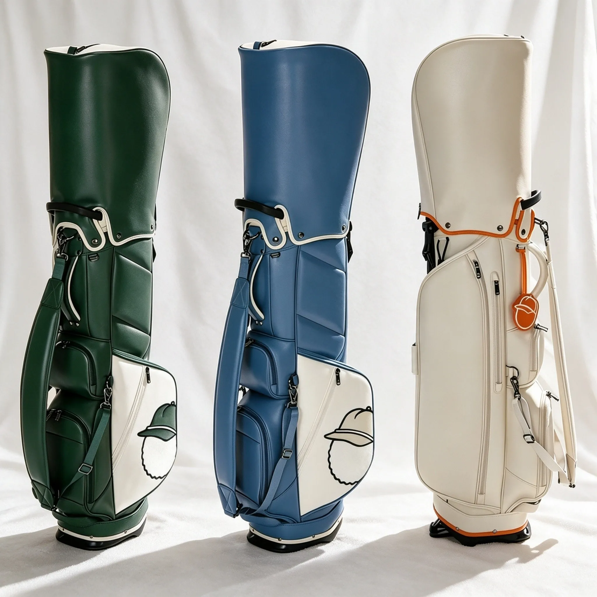 New PU Golf Stand Bag, Waterproof Lightweight Large Capacity Golf Club Bag, Unisex Crossbody Golf Carry Bag