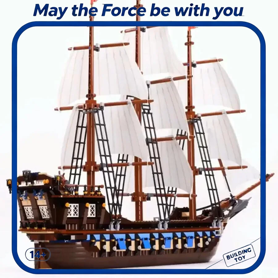 Ensemble de 1664 pièces de blocs de construction navire pirate impérial des Caraïbes, modèle phare compatible avec Lego, cadeaux d'anniversaire pour adultes, jouets