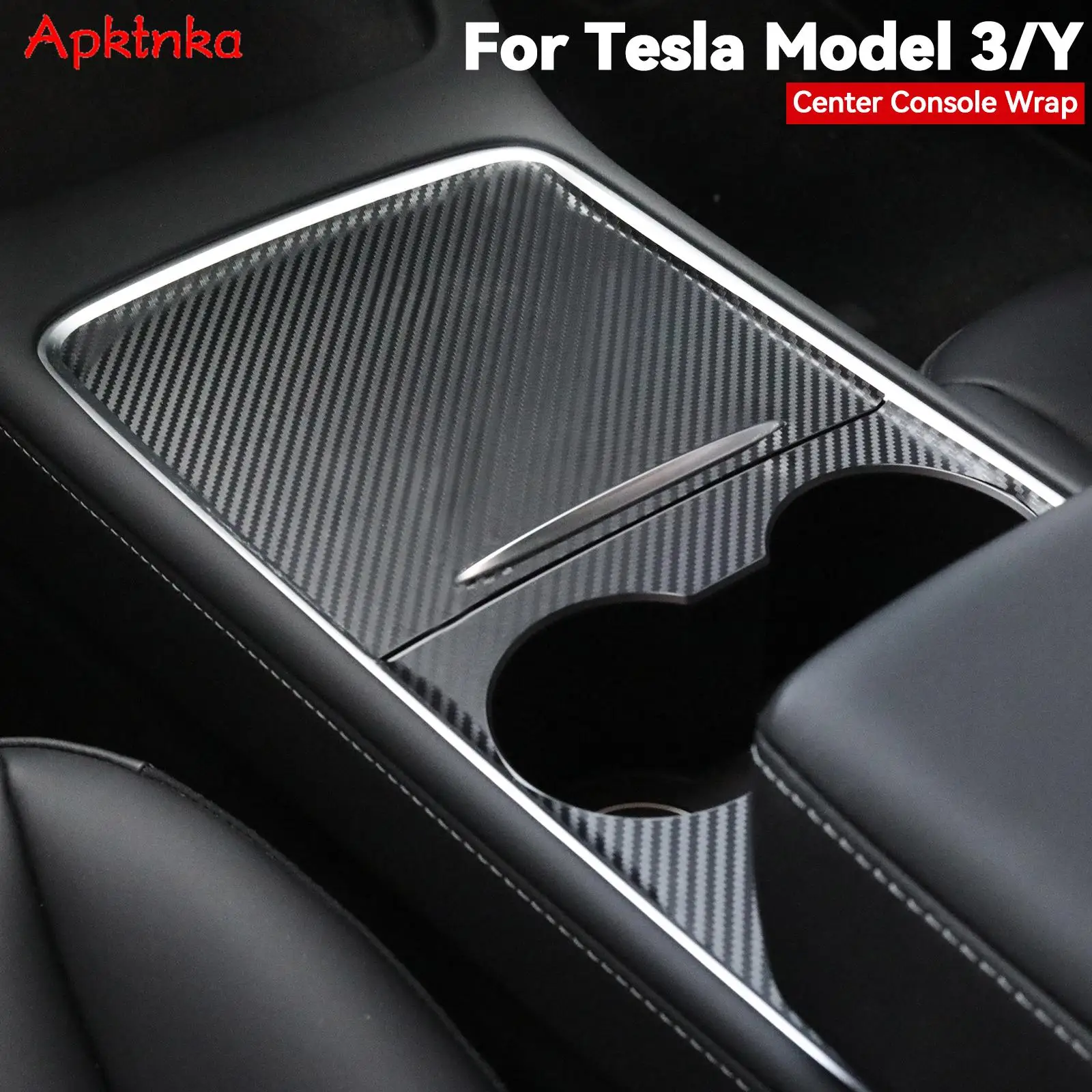 Center Console Wrap Carbon Fiber Look Protector Cover Kit Patch Trim Decor Sticker For Tesla Model 3 Model Y 2021+ Auto Interior
