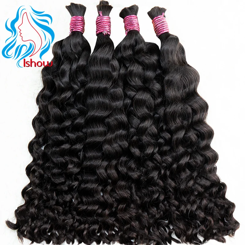 Extension de cheveux bouclés noirs naturels indiens pour tressage, cheveux humains en vrac, boucles italiennes, sans trame