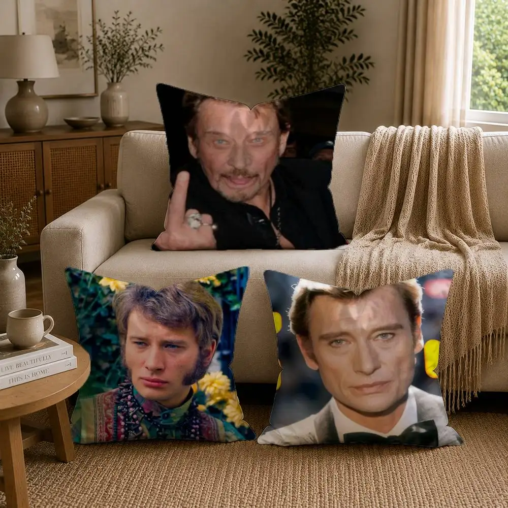 J-Johnny H-Hallyday Singer Pillow Case Pattern Printed Pillowcase For Living Room Sofa Cushion Cover