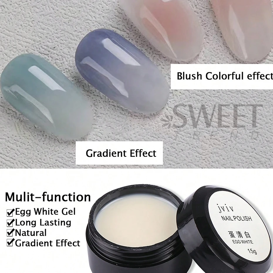 15g Eiwit Nagelgel Polish Gradiënt Nagels Ei Helder Witte Crème UV LED Nagelgel Polish Natuurlijke langdurige Jelly DIY Manicure