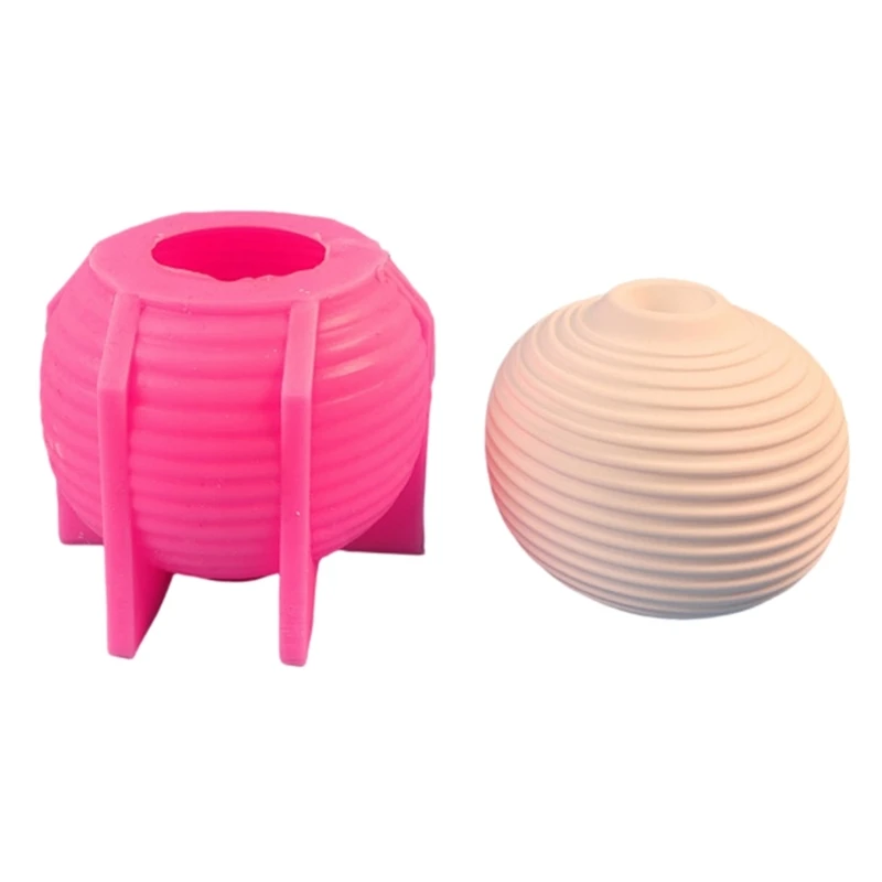 Striped Sphere Holder Molds, Sphere Candlestick Molds for DIY Holder Gypsum Decorations Christmas Gift