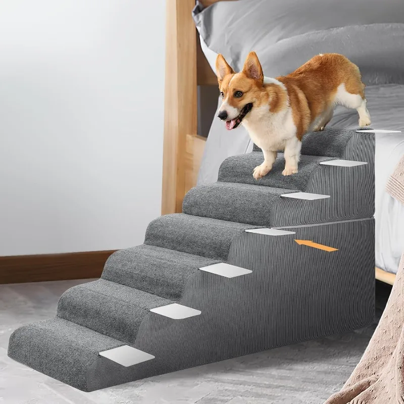 

Dog Steps for High Bed, 30'' High Dog Stairs for Small Dogs, Waterproof Pet Stairs for Small Old Large Dogs and Cats with Remo