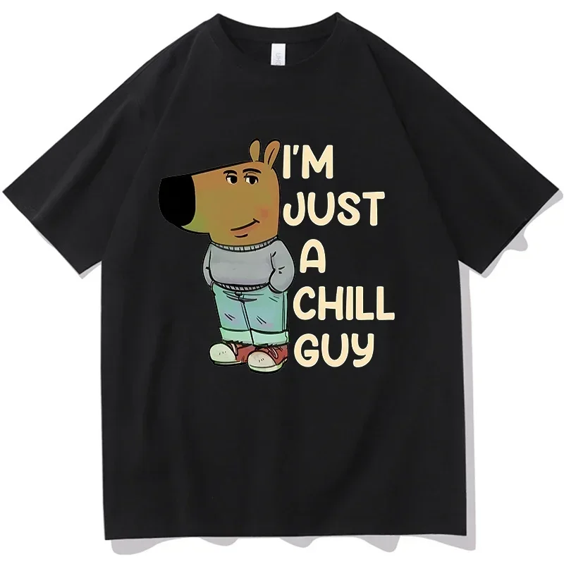 Gothic Graphic T Shirt Funny Anime I'm Just A Chill Guy Print Short Sleeve Boys Girls Oversized Casual Tops 100% Cotton Men Tees