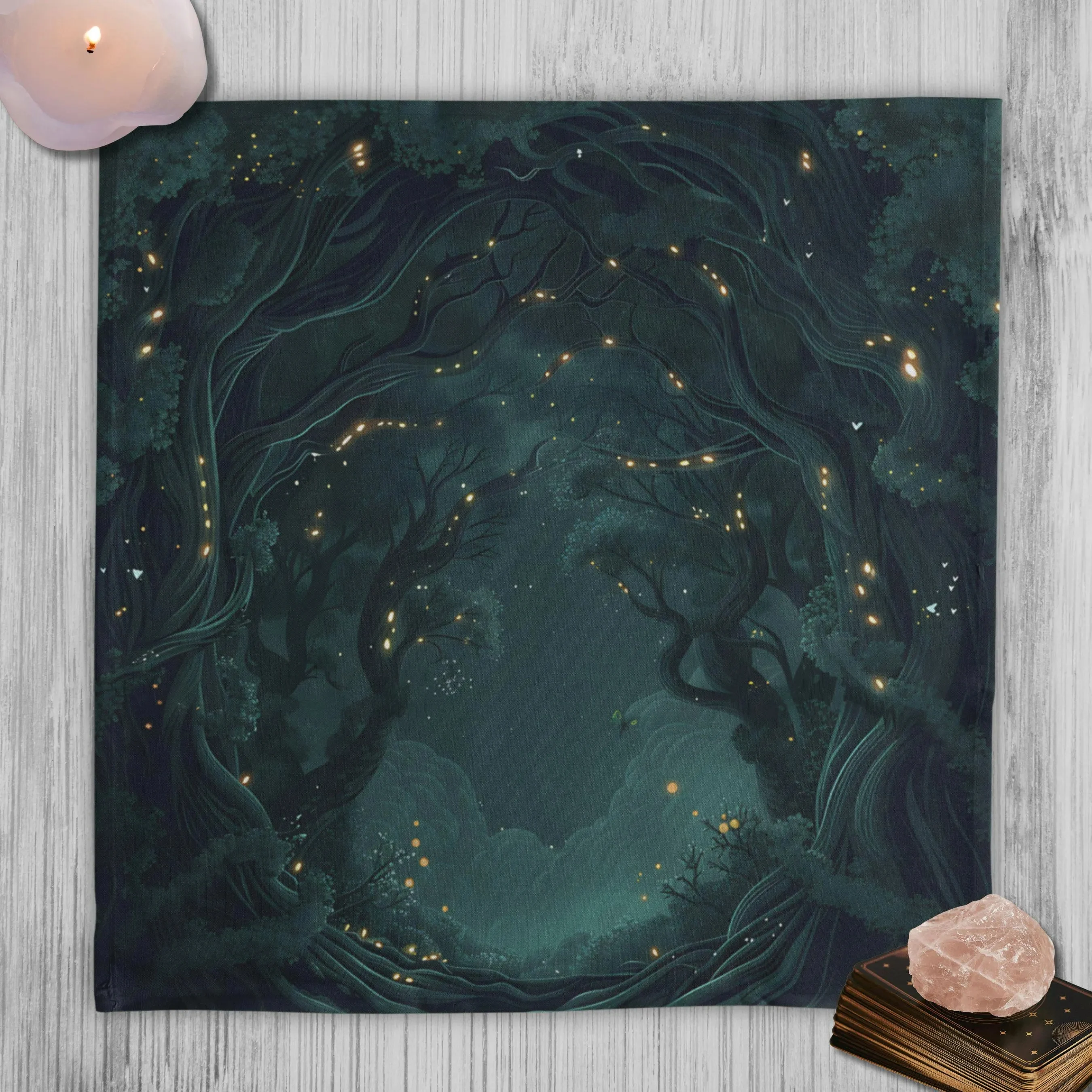 VIKAMA Forest Dark Night Forest Tablecloth Witch Altar Cloth Fairy Tale Wind Tarot Divination Tablecloth Tarot Card Tablecloth