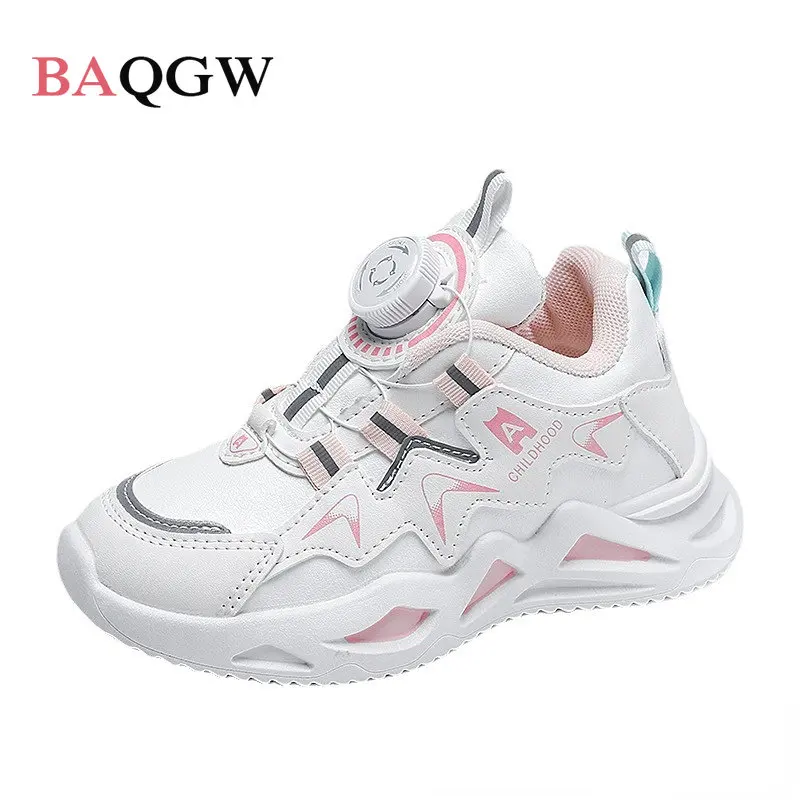 

2023 New Spring Kids Fashion Sports Shoes Children's Breathable Running Rotary Button Soft Bottom Toddler Boy Girl Daddy Shoes