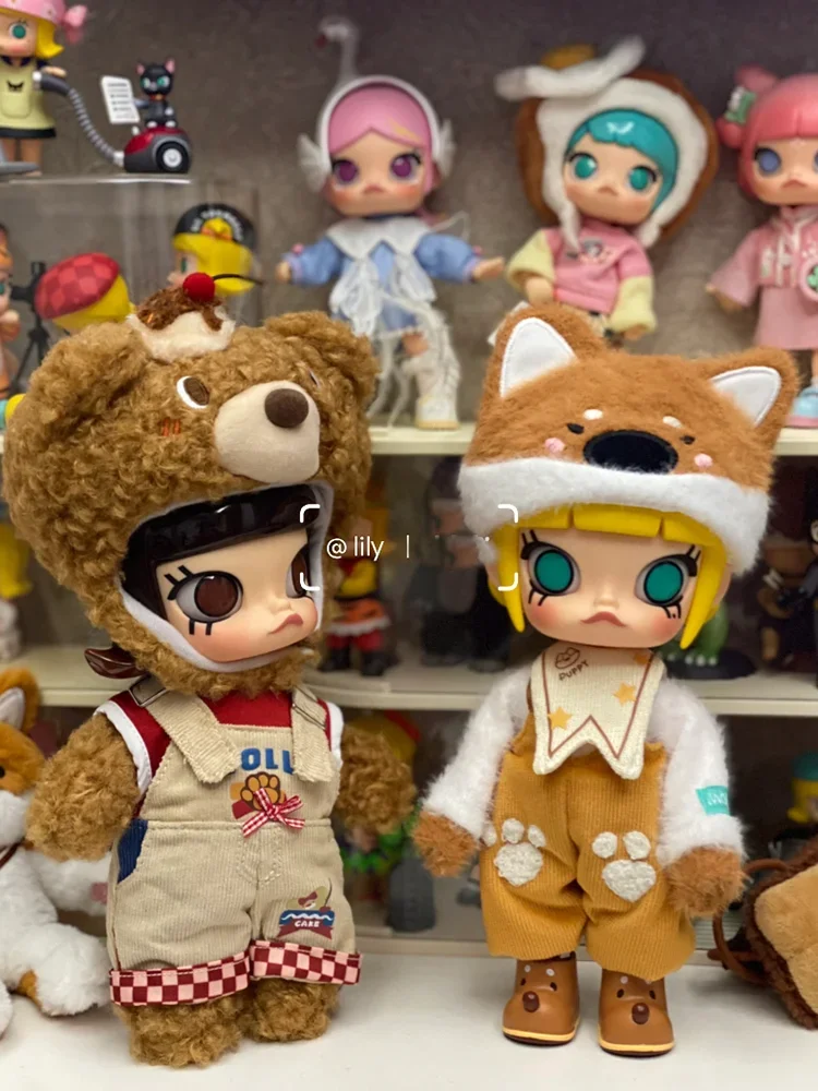 

Original POP MART Molly Series Bear Bread Hugging Shiba Inu Peekaboo 1/8 Action Figure BJD Blind Box Trendy Surprise Xmas Gift