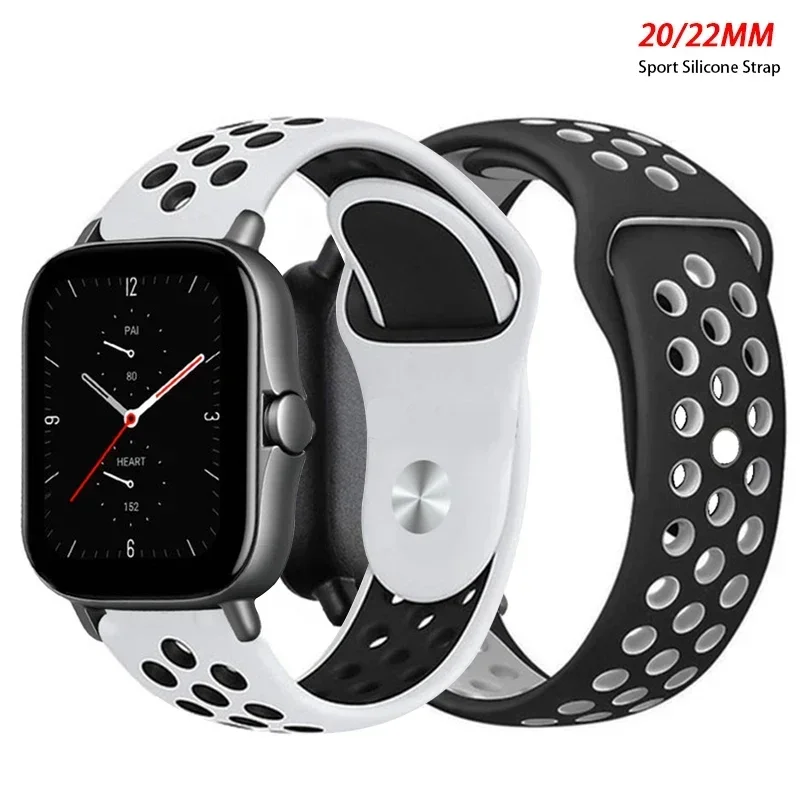 Cinturino sportivo in Silicone da 20mm/22mm per Amazfit GTS 4/3/2/2e/GTS 2/GTR 4/3/Pro 47mm/GTR 2e/stratos cinturino per orologio Amazfit bip