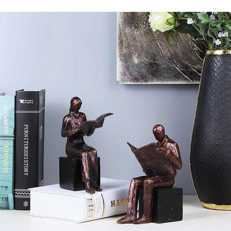Statues de lecteurs, sculptures d'artisanat, personnages savants, résines, meubles, décorations de bureau, ornements, figurines, statues