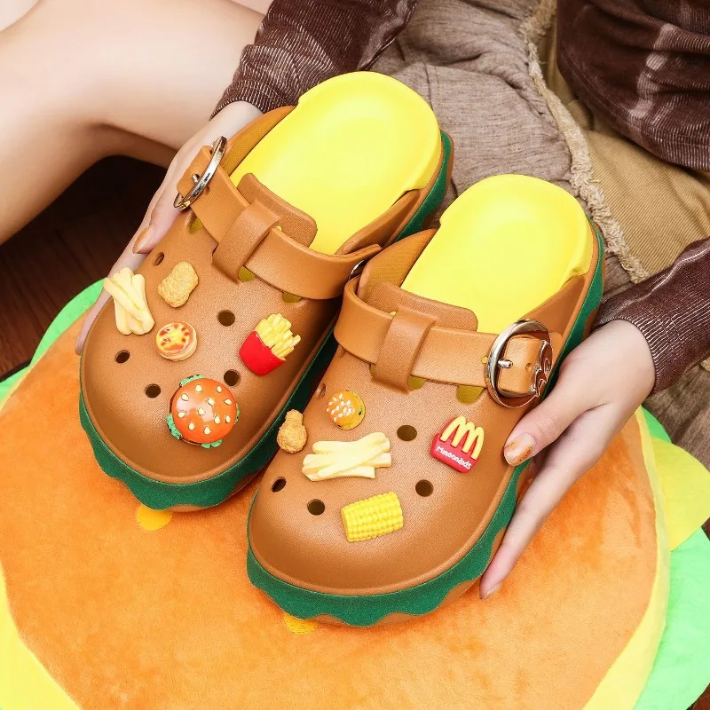 

Summer Cute Cartoon Burger Fries EVA Women's Slippers Fashion Thick-soled Women's Sandals Platform Woman's Shoes Sandalias Mujer